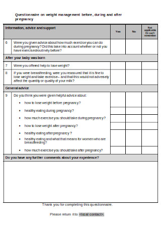 Healthy Food Questionnaire