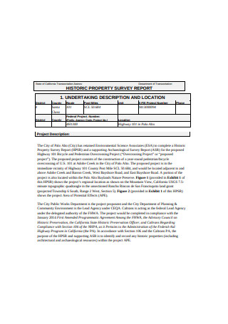 Historic Property Survey Report Example