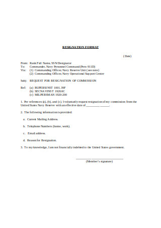 Job Resignation Letter Format in DOC