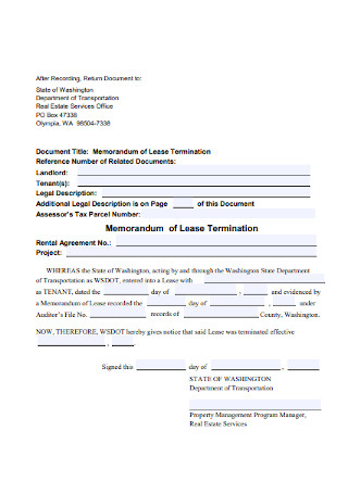 Landlord Lease Termination Letter