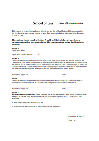 Law School Recommendation Letter Format