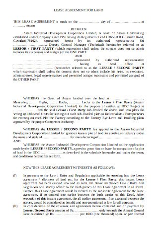 Lease Agreement for Land