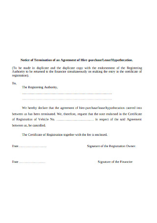 Lease Termination Agreement Letter Sample