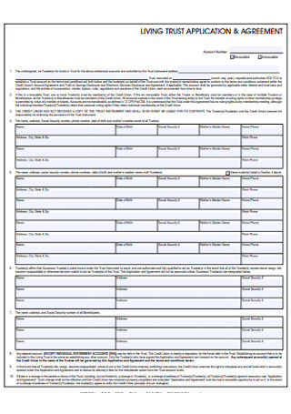 Living Trust Application and Agreement