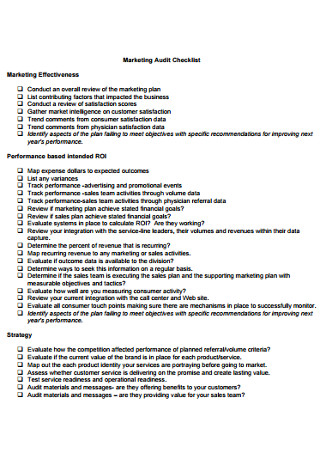 Marketing Audit Checklist