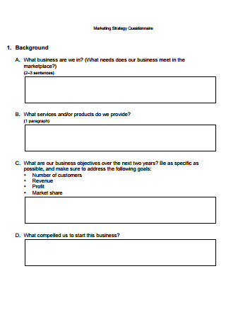 Marketing strategy questionnaire