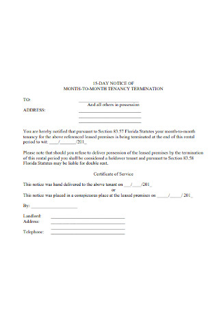 Month to Month Lease Termination Letter