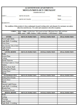 move in move out inspection checklist free