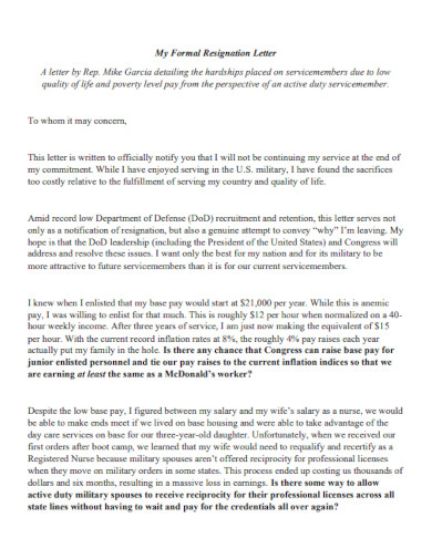 My Formal Resignation Letter