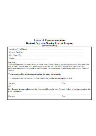 Nursing Student Letter of Recommendation