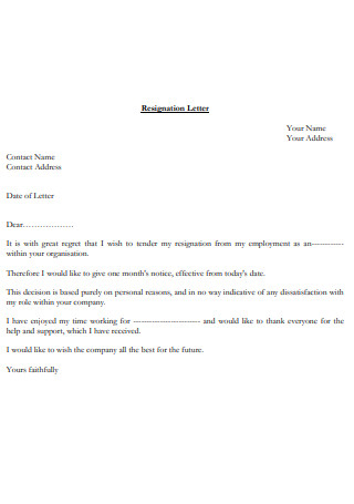 Official Resignation Letter