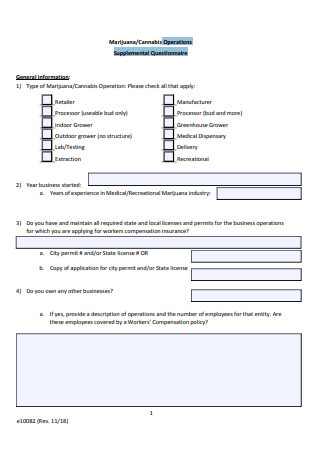 Operations Supplemental Questionnaire