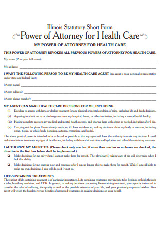 Power of Attorney for Health Care