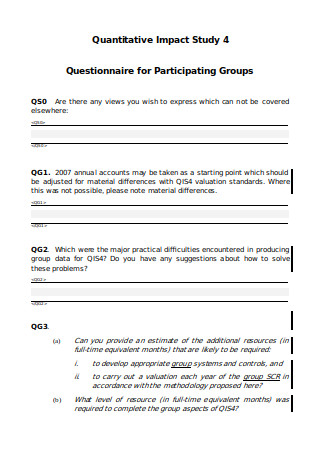 Quantitative Impact Study Questionnaire