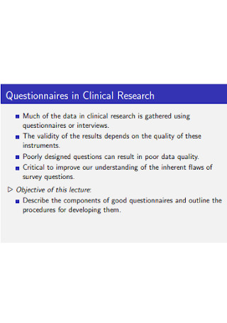 Questionnaires in Clinical Research