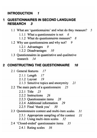 research paper based on questionnaire sample