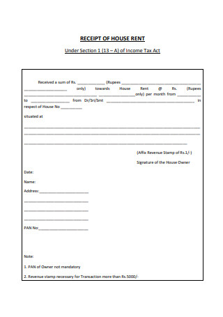 simple house rent receipt format pdf download