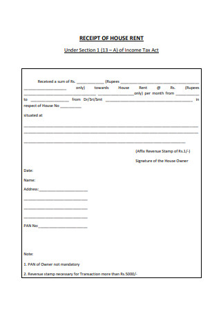 house rent receipt for income tax exemption