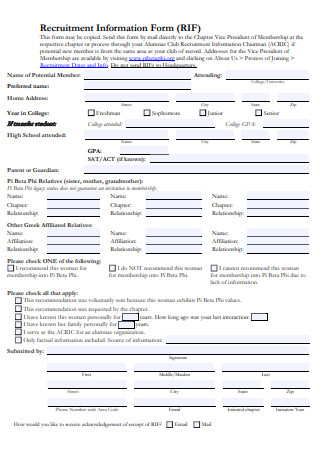 Recruitment Information Letter Form 