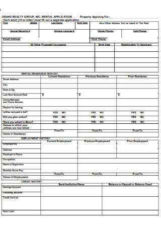Rental Application and Approval Form