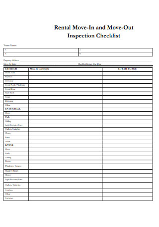 Rental Move In and Move Out Inspection Checklist 