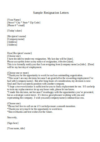 Format For Writing Resignation Letter from images.sample.net