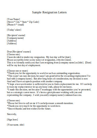 Resignation Acknowledge Letters