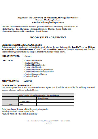 Room Sales Agreement Example