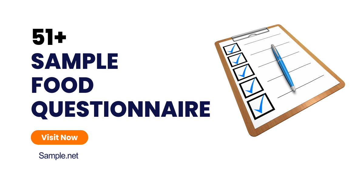 sample food questionnaire templates