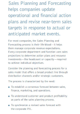 Sales Planning and Forecasting