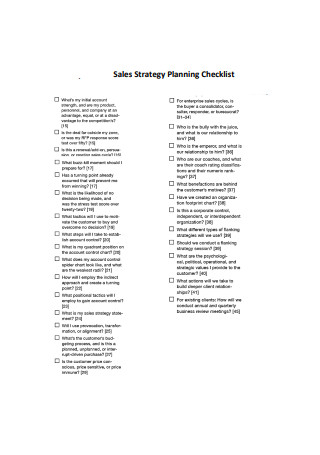 Sales Strategy Planning Checklist