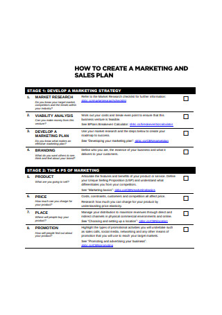 Sales and Marketing Plan Format