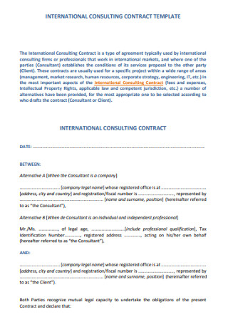 Sample Business Consulting Contract Template