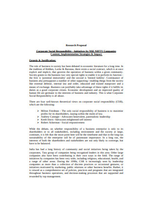 Sample Corporate Social Responsibility Research Proposal
