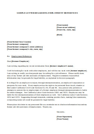 Sample Letter of Employment Reference