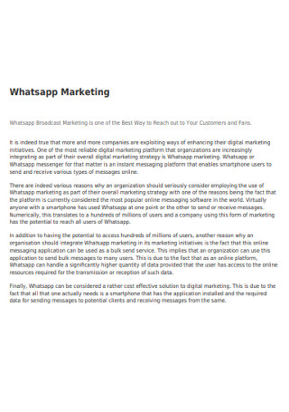 Sample Whatsapp Marketing