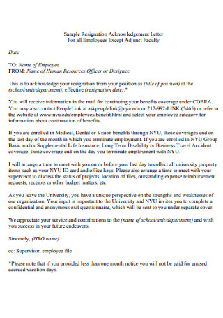 School Employee Resignation Letter