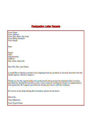 Simple 2 Weeks Notice Resignation Letter