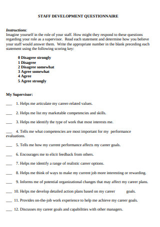 Staff Development Questionnaire