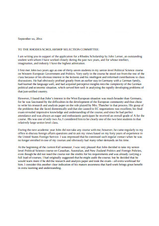 Student Letter Of Recommendation For Scholarship from images.sample.net