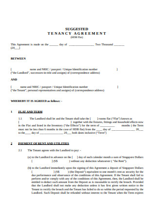 Suggested Tenancy Agreement