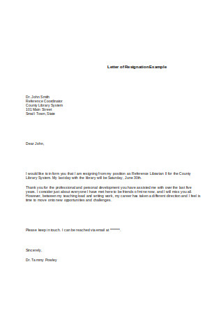 Simple Resignation Letter Format from images.sample.net