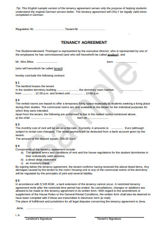 Tenancy Agreement Format