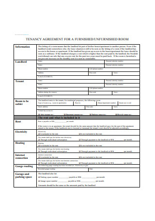 Tenancy Agreement for a Furnished
