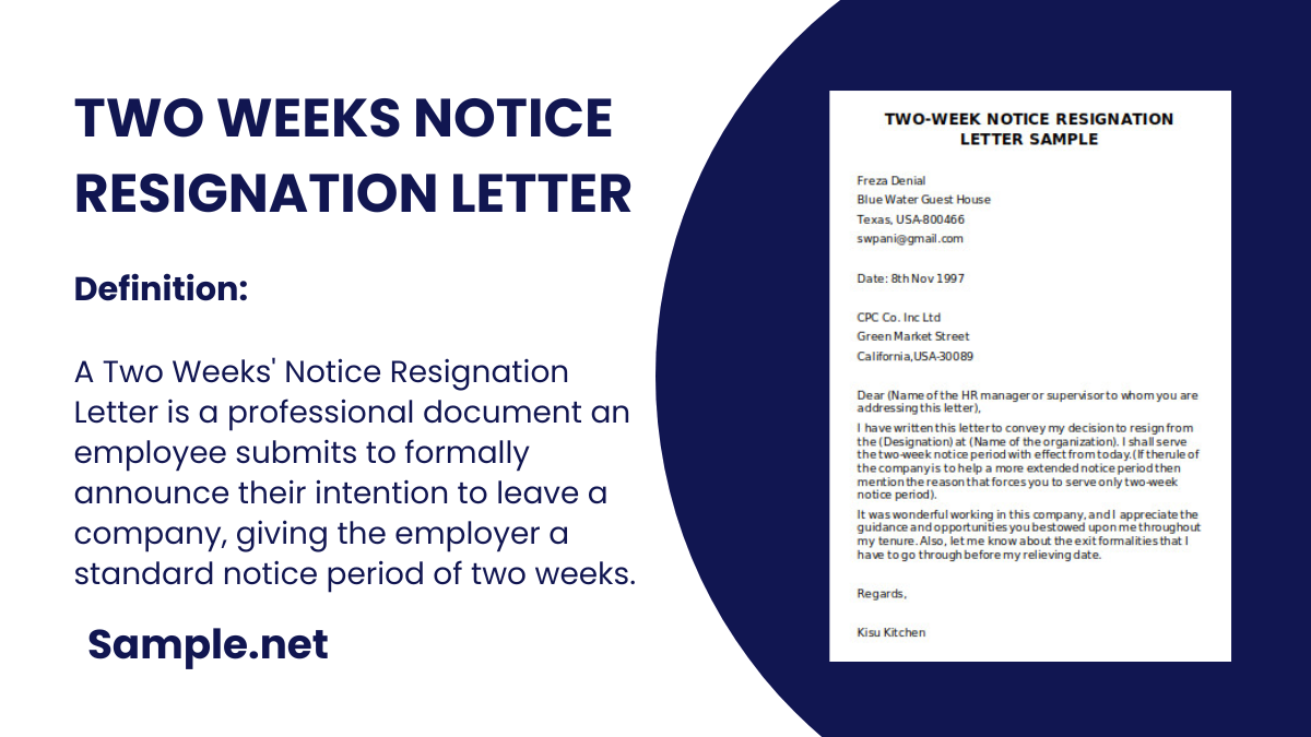 two weeks notice resignation letter