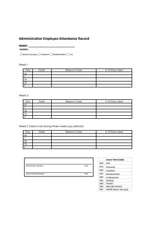 Administrative Employee Attendance Record