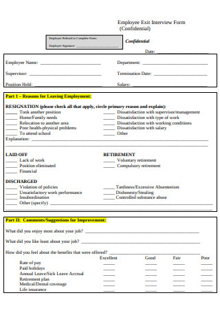 Basic Employee Exit Interview Form