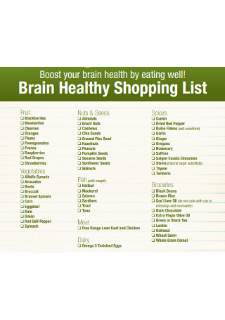 Brain Healthy Shopping List