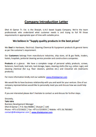 Company Introduction Letter