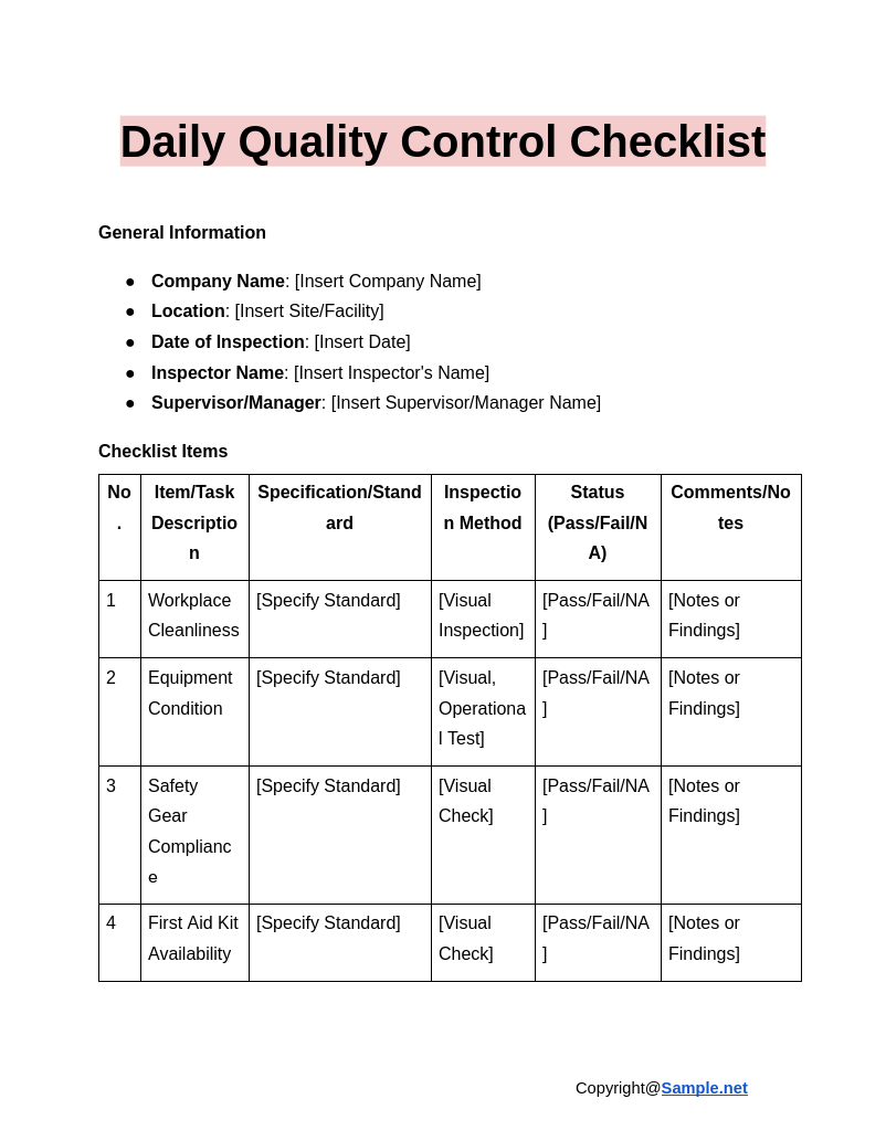 Daily Quality Control Checklist Google Docs 12 11 2024 10 58 AM